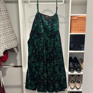 Torrid Black and Green Floral Midi Dress